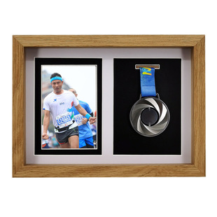 马拉松奖牌展示框木质证书奖章收纳盒徽章奖花平衡车创意摆台相框