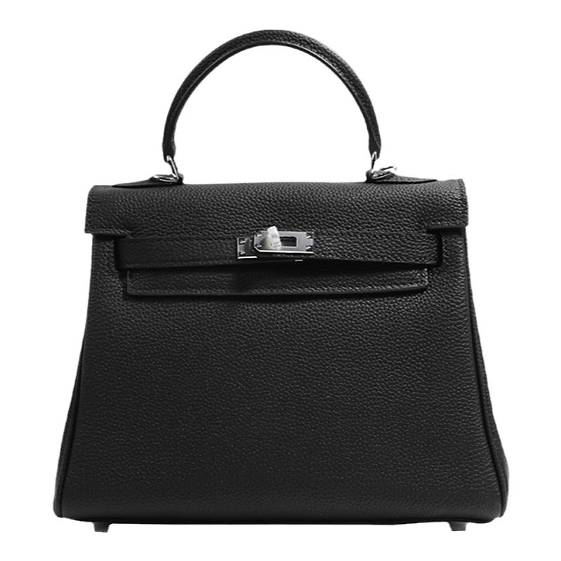 高级感新款真皮荔枝纹凯莉包内缝线单肩斜挎手提包经典时尚凯利包