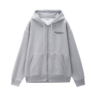 【韩国同款】佐丹奴外套女装新款内抓绒刺绣连帽卫衣开衫05324932