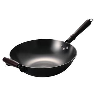 十九叔铁锅生铁物理不粘锅无涂层氮化防锈平底炒锅电磁炉燃气正品