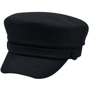 新款纯色羊毛呢帽子男女秋冬天韩版潮鸭舌帽时尚百搭平顶帽八角帽