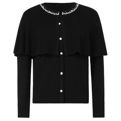 NAERSI娜尔思羊毛毛针织衫两件式珠钻 装饰香颂25年冬季新款上衣