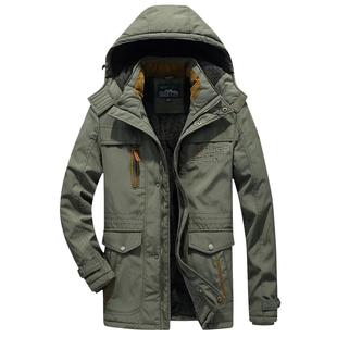 中长款秋冬棉衣男户外加绒加厚保暖棉袄外套休闲上衣大码多袋棉服