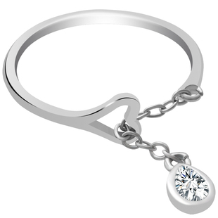 简约设计S925纯银饰品个性创意爱心水滴流苏开口戒指女款指环礼物