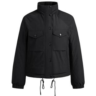 Navigare意大利小帆船加厚保暖羽绒服女冬季新款黑色短款工装外套