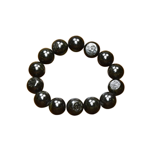 紫润轩新疆和田玉青玉黑青籽料圆珠手串16MM手链保真留皮男女款