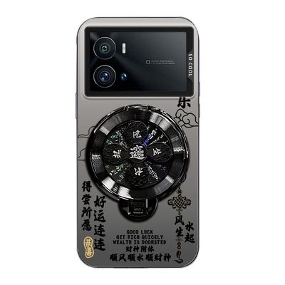 旋转陀螺支架适用iQOO9手机壳iQOO9 Pro高级感硬壳V2171A磨砂防摔文字高颜值保护套解压V2172A创意新款手机套