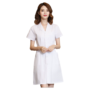 透气护士服超薄女美容院夏季短袖药店工作服棉质医生白大褂薄软款