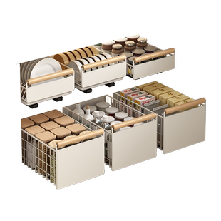 居密码抽拉碗碟架收纳架大容量拉篮窄款橱柜内置抽屉式沥水碗盘架