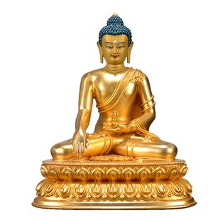 藏式《不动明王/不动法王佛像》铜鎏金铜器雕像桌面铜像摆件5/7寸