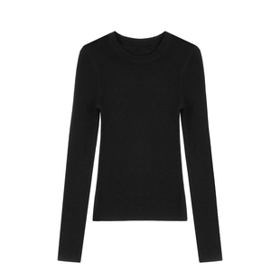 Maven Lin 精纺48支丨1OO羊毛圆领针织衫女简奢气质修身打底上衣