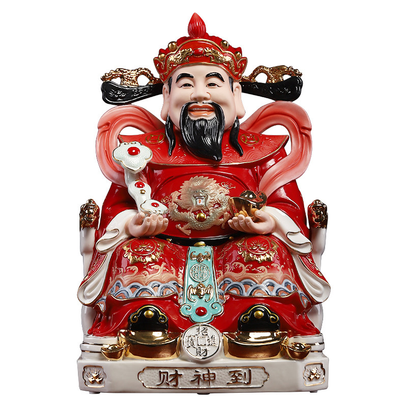 聚宝盆财神高端彩绘陶瓷财神爷