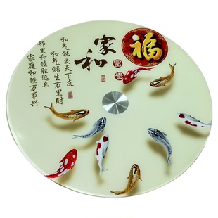 钢化玻璃转盘餐桌旋转桌面家用圆桌旋转圆盘饭桌隔热板辅助轮转盘