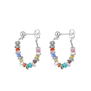 VOYAGE彩色多巴胺碎银耳环女小众设计感圈圈耳钉高级气质独特耳饰