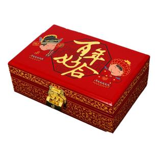 订婚三金彩礼首饰盒带锁2026推光漆器高档实木结婚陪嫁五金聘礼盒