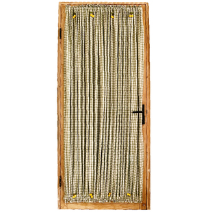 日式绿格子玻璃门固定门帘绷纱美式复古窗帘免打孔门帘粘贴定制