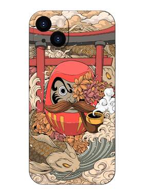 日系达摩艺术插画手机壳适用iPhone14苹果15ProMax全包防摔硅胶OPPO华为VIVO小米红米玻璃一加三星保护套