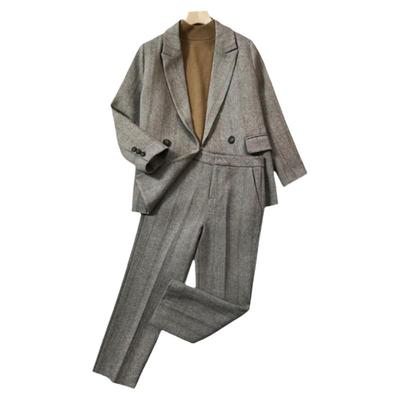 双拍扣羊毛2024秋冬西装套装