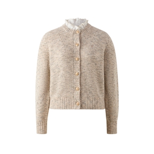 Eland衣恋毛针织衫女甜美长袖金属扣开衫毛衣2025冬季新款