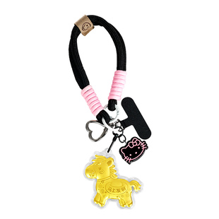 可妈专属周大金黄金小马手机挂件足金马上发财钥匙扣包包挂饰礼物