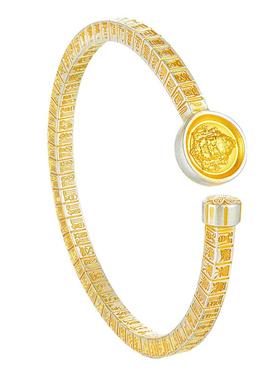 足银999描金方棍黄财神手镯