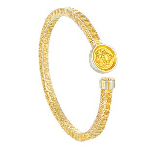 九乐足银999银手镯女描金方棍黄财神手镯新中式国风镯子送女友礼