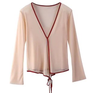 古典舞身韵纱衣演出服女飘逸中国风服装女短款上衣秋淡雅练功服女