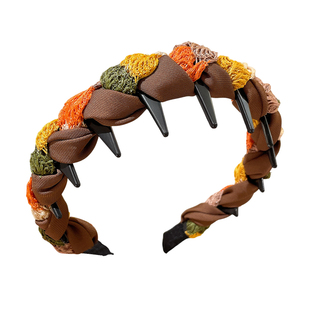 美拉德咖色波浪高颅顶发箍女款日常外戴头箍带齿防滑洗脸压发发卡