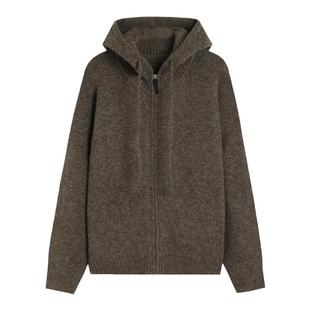 Eli【霍夫加德】秋冬羊毛混纺宽松针织拉链连帽开衫慵懒毛衣外套