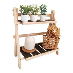 实木多层桌面置物架窗台露台折叠款小花架层板架多层省空间收纳架