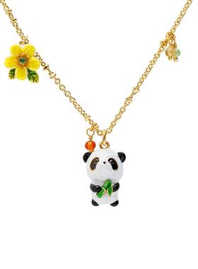 可爱立体熊猫鸡蛋花珐琅项链