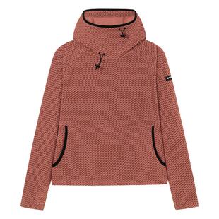 拓路者绒感连帽长袖中间层秋冬户外运动轻量宽松保暖套头抓绒衣女