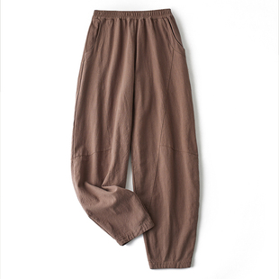 己荷原创禅意打坐棉裤夹棉加绒加厚外穿裤子保暖灯笼裤卫裤男女冬