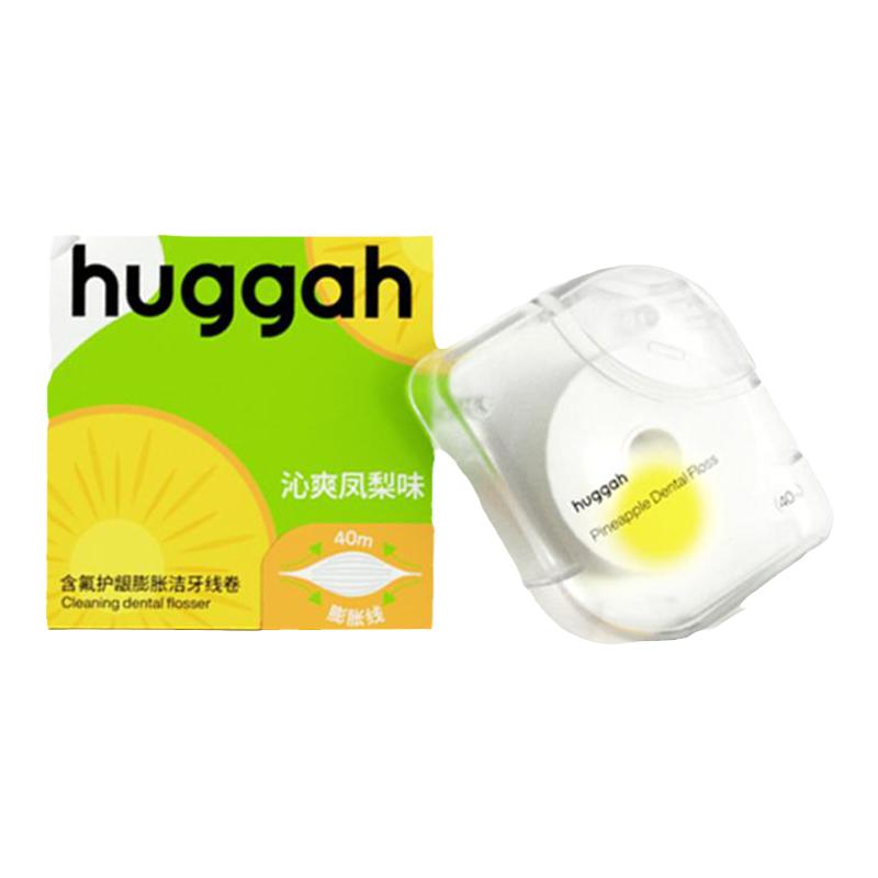 【24年10月到期】HUGGAH洁牙线卷含氟护龈膨胀洁牙线卷沁爽凤梨味