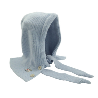 含羊毛灰色针织巴拉克拉法帽女