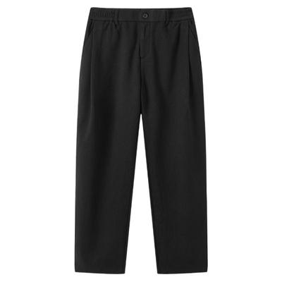 流石男装黑色高端休闲长裤2025年冬季新款男士加绒加厚微弹直筒裤