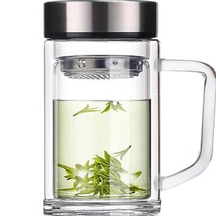 巨大600-1800ml双层玻璃杯泡茶喝水杯子高档简约耐高温防爆加厚杯