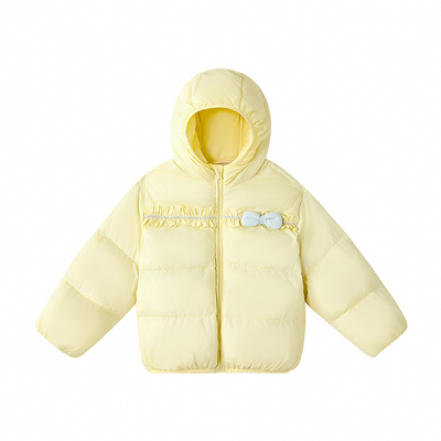 笛莎童装女童羽绒服冬季新款时尚甜美儿童女孩宝宝短款连帽上衣