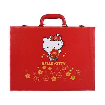 手搓家用麻将牌新款红色KT猫麻将凯蒂猫卡通麻将中大号礼品麻将