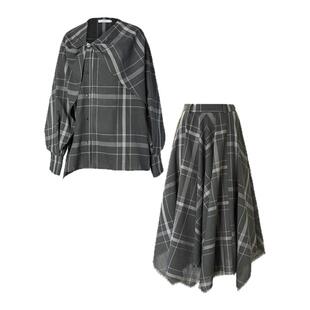 CELLO SONATA 2025秋季新款银珠斗篷上衣格子不规则半裙套装女士
