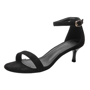 凉鞋女细跟2026春夏新款3cm中跟5公分高跟鞋一字带配裙子百搭气质