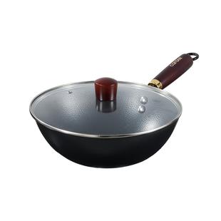 卡罗特迷你小铁锅炒锅家用炒菜一人食无涂层不粘锤纹电磁炉平底锅