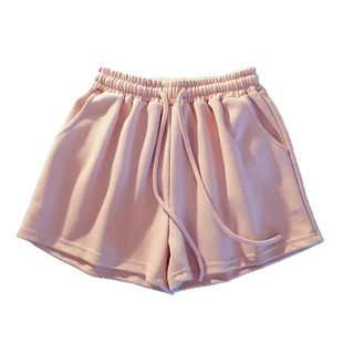 夏季大码粉色休闲运动短裤女可外穿宽松家居睡裤三分白色灰色黑色