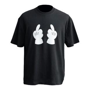 MGG 恶搞中指短袖美式圆领宽松情侣纯棉阔版垂感百搭T恤男上衣