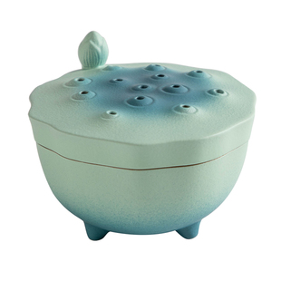 叁旬锦绣莲华陶瓷香炉家用室内檀香盘香熏香炉茶道小摆件香插香器