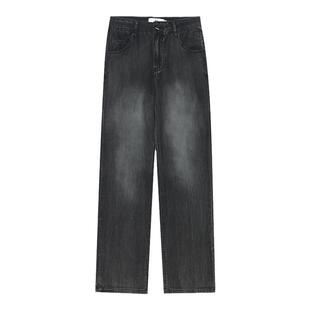 末未MIIWII24夏黑色薄牛仔直筒长裤K242522女士