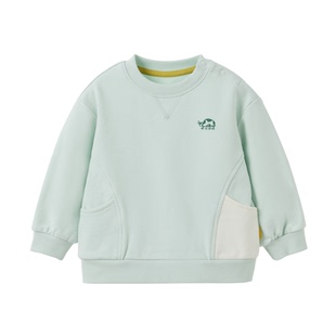 【糯米棉】papa爬爬春季儿童卫衣新品男女童休闲宽松纯色长袖上衣