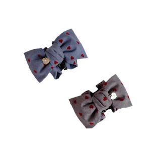 秋冬原创发饰爱心蝴蝶结发抓夹中号牛仔盘发夹复古甜美马尾夹头饰