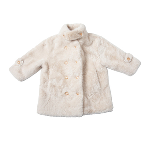 法国Uamtor女童长款皮草皮毛一体外套秋冬韩版洋气儿童加厚毛毛衣