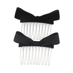 立体蝴蝶结发梳甜美兔耳朵刘海梳碎发夹韩国头饰倒插梳发插梳黑色